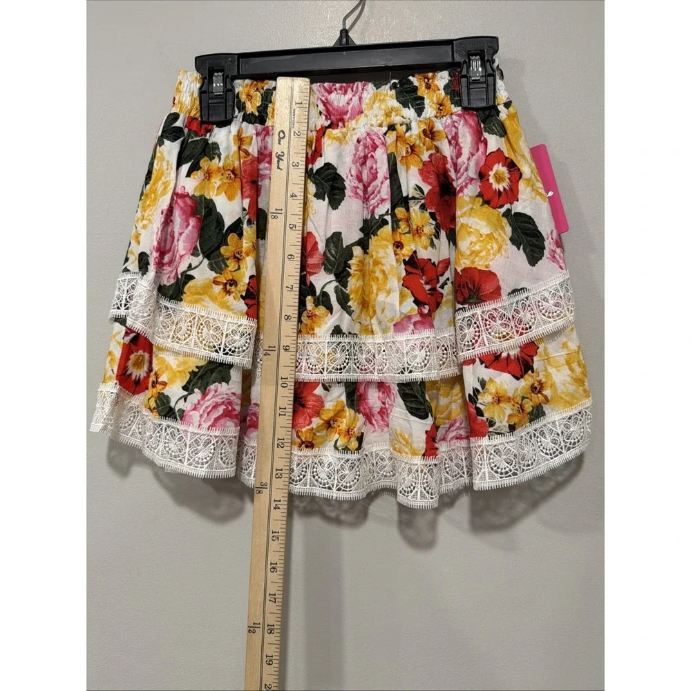 Buddy Love NWT Girls Medium 2piece Set Floral 100% Cotton Lace Trim Puff Sleeve